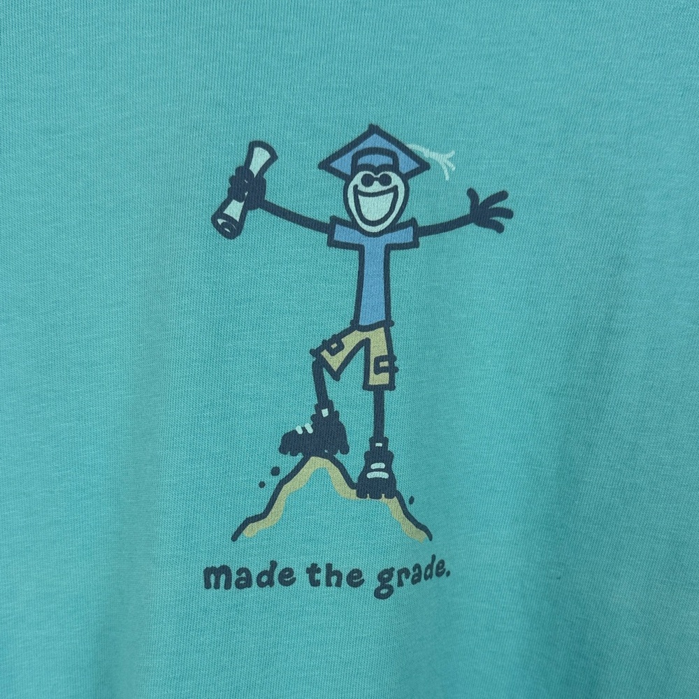 Life Is Good Turquoise "Made the Grade" Classic Fit Medium Graphic Tee - Picture 8 of 14